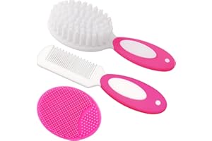 MR LION Baby Hair Brush, Cradle Cap Brush, Baby Hair Comb, Baby Hair Brush and Comb Set for Newborns & Toddlers, Baby Brush Soft Bristles, Ideal for Cradle Cap, Perfect Baby Registry Gift (Rose Red)