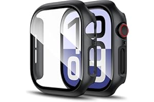 LK [2 sztuki etui ochronne do Apple Watch Series 11/10, folia ochronna na wyświetlacz 46 mm, twardość 9H] [przezroczyste HD], pełna ochrona, odporna na zarysowania, twarda osłona z poliwęglanu do