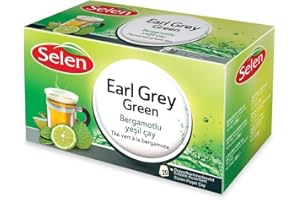 Selen Earl Grey Green, Thé Vert, 20 sachets de thé emballés individuellement - 40g