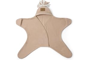 Clair de Lune Star Fleece Baby Wrap Blanket (0-6 Months) - Oatmeal