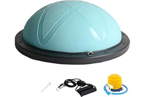 DH FitLife Balance Ball, Yoga Balance Trainer Φ60×22cm, Maximum Load 200 kg, Half Exercise Ball for Core, Balance & Strength Training, Balance Board with Pump and 2 Fitness Bands
