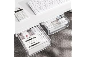 CEWROM Selbstklebende Schublade 2Pcs Schublade Stiftebox Schublade unter Schreibtisch Schublade Schublade Stiftebox Versteckte Schubladenbox für Schminktisch,Büro Tisch,Zuhause,Schule (Weiß)