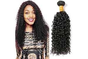 MUABY Kinky Curly Human Hair Bundles Longue Tissage Cheveux Naturels Bouclés Meche Bresilienne En Lot Meche Naturelle Tissage Bouclé Naturel Couleur Noire Naturelle 100g 24 Pouce