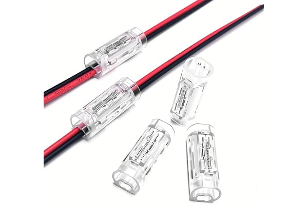 2-polig kabelkontakt – lödfri snabbkontakt för 18–20 AWG (0,5–0,75 mm²), tvåtrådig kabelkontakt, transparent PC-hölje, för bil- och industriledningar, 10 stycken