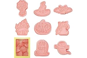 YEJAHY Foremki do wycinania ciasteczek na Halloween, 8 sztuk, foremki do wycinania ciasteczek 3D, cukierków, na imprezy Halloween, dekoracje (C)