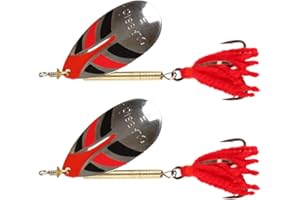 FISHZONE - Pack of 2 Quality VAPATAIL SILVER Classic Design Predator Spinners with Trebles & Tail (Multiple Blade Sizes 1 2 3 4 5 6) Pike Perch Trout