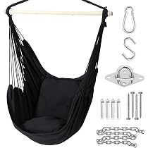 Sedia Amaca Ohuhu Per Giardino E Casa - Con 2 Cuscini, Ganci In Ferro, Portata 150 Kg, Grigio, Per Balcone E Terrazza