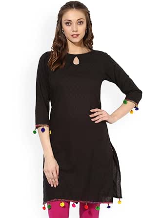 aks black solid kurta