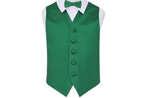 DQT Boys Plain Satin Wedding Tuxedo Waistcoat and Bow Tie