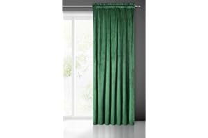 Eurofirany PIERRE Tenda in Velluto con Fettuccia Arricciatenda - 1 Pz. Tenda Termica Isolante in Velluto, Opaca, Oscurante, Per cameretta, Soggiorno, 140x300 cm, Verde Scuro