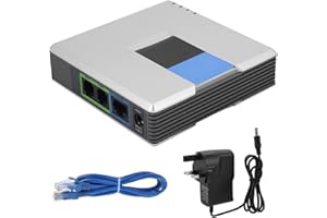 ANGGREK VoIP Adapter, with 2 Voice over IP Ports SIP V2 Protocol Support Includes Cable for Broadband Network Routers Ordinary Telephone Sets (UK Plug)