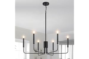 ‎ASHUAQI ASHUAQI Kronleuchter Vintage 6 Flammig Kronleuchter Schwarz, Klassisch Kerze Pendelleuchte Esstisch mit E14 Fassung, Deckenleuchte Hängend Lampe für Wohnzimmer, Esszimmer, Küche, Flur, Schlafzimmer