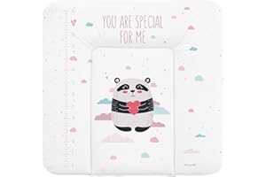 Schnucky Wickelauflage - weiche Baby Wickelunterlage, Wickeltischauflage, wasserdicht und abwaschbar, für Wickeltisch/Wickelkommode geeignet. [75 x 72 cm, Panda]