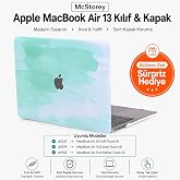 McStorey MacBook Air 13 İn&ccedil; Kılıf A2337 M1 A2179 A1932 Uyumlu Hard Case Sert Kapak Suluboya Desenli UV Baskılı Koruyucu Kılıf