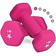 Yes4All Hex Neoprene Weights Dumbbells Set Pair (1 kg to 7 kg) - Dumbbell Set, Hand Weights Set for Women Men, Home Gym Workout