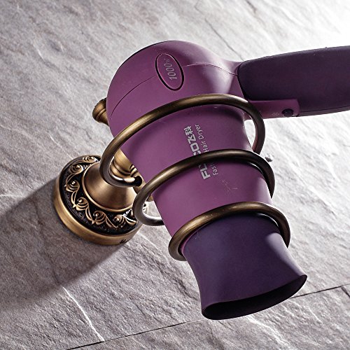 Weare Home Minimal Haartrocknerhalter Föhnhalter Bronze Beschichtung, Retro Solide Kupfer mit Einschnitt Wandmontage Haltbar Badzubehör Badaccessoires Dekor - 2