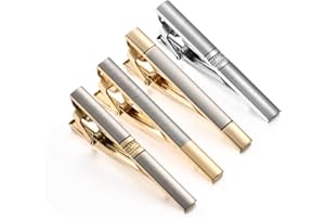 Wynameleri Multi-Pcs Tieclips Set for Men Tie Bar Clip Set for Regular Ties Necktie Wedding Business Clips with Box, Father's Day pre-sent, Silver Tie Bar & Gold Tie Clip for Men