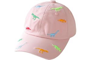 HERUAI Cappellino da baseball per bambini e bambine, con ricamo a forma di dinosauro, regolabile, in cotone, con protezione UV, per l'estate, l'autunno, i bambini, per 2-6 anni, per bambini