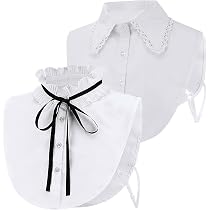 Colletto Staccabile In Pizzo Bianco Con Ricamo Floreale - Accessorio Regolabile Per Abiti E Camicie