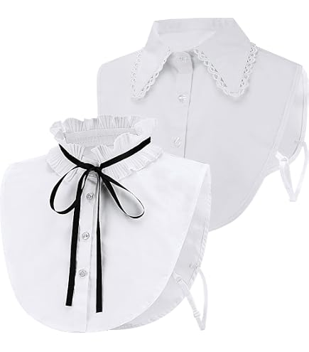 YEKEYI Camicetta da donna in pizzo con colletto finto mezza camicia colletto a maniche lunghe top in rete, Beige, M