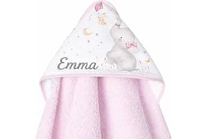 100% Cotton Personalised Embroidered Baby Bath Cape with Hood | 100 x 100 cm, Unisex | Soft, Comfortable, Quick Drying | Ideal for Newborn, Babies and Toddlers, Baby Shower, Baby Shower