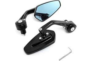 AULESSE Retroviseur Moto Embout de Guidon, 7/8" 22mm Rétroviseurs Moto Anti-Glare, Universel Aluminium Rétroviseur Latéral pour Scooter Motos Quad ATV 1 Pair Retroviseur de Moto Guidon