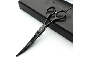 AXEMOORE Tijeras de peluquería de alta gama, con diseño curvado(Corte plano de 6 pulgadas-A)