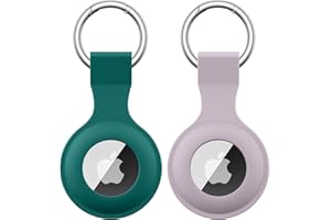 Oumida 2 Pièces Étuis pour Apple AirTag 2021, Coque de Protection pour Airtag avec Porte Clés, Léger et Anti-Rayures, Vert+Violet Clair