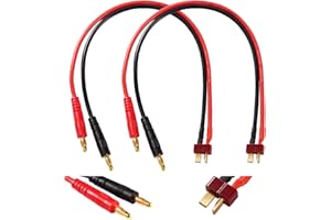 YIXISI 2 Pezzi T-Plug a 4.0 Spina a Banana RC Carica Batteria Cavo, T-Plug Connettore a 4.0mm Spina a Banana con Cavo in Silicone 30cm 14AWG, per RC Helicopter Quadcopter Lipo Batteria