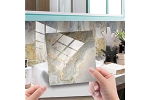 HORIWE Marble Tile Stickers for Kitchen Bathroom Backsplash PVC Waterproof Oil Proof DIY Self Adhesive New Wall Stickers Home Decor 6x6 Inches 20pc