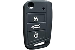 OTMIK Funda de Silicona para VW Golf 7 T-Cross Polo T-Roc Skoda Octavia A7 Fabia Leon Rapid Karoq Seat Leon Ateca Ibiza Toledo Llave Accesorios Shell (Negro)