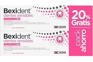 ISDIN Bexident Dientes Sensibles Pasta dentífrica con CPC + Cymenol, Alivia la sensibilidad dental en 2 días, Uso diario, Pack ahorro 20% Gratis, 2 x 75ml