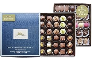 ‎LAUENSTEIN CONFISERIE Lauensteiner Pralinen-Auslese OHNE ALKOHOL | Alkoholfreie Trüffel/Pralinen | 700g, 58 Pralinen, 20-fach sortiert | Geschenk für Mann, Frau, Familie