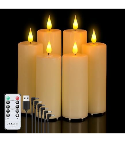 Yunshengrechargeable Flameless Candles With Remote Timer Led Flickering Pillar Candles
