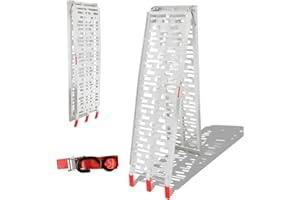 Herrselsam Rampa di carico pieghevole, in alluminio, antiscivolo, 226 x 30,5 x 5,5 cm, max. 340 kg, per moto, rimorchi, tosaerba. Argento