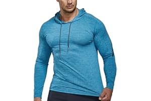 PALGLG Hombres de Manga Larga Compresión Camisas para Correr Deportes Sudaderas con Capucha Dry Fit Aptitud física Cima