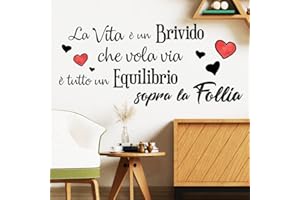 STICKER DESIGN Adesivi Murali Frasi la Vita è un brivido che vola via citazione wallstickers frase Adesivi da Muro Wall Sticker follia decorazione interni da parete casa scritte adesive per pareti in italiano