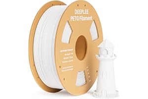 DEEPLEE PETG Filament White 1KG, 3D Printer Filament Good Impact Resistance, Filament 3D Printing Materials Fit for Most FDM 3D Printers