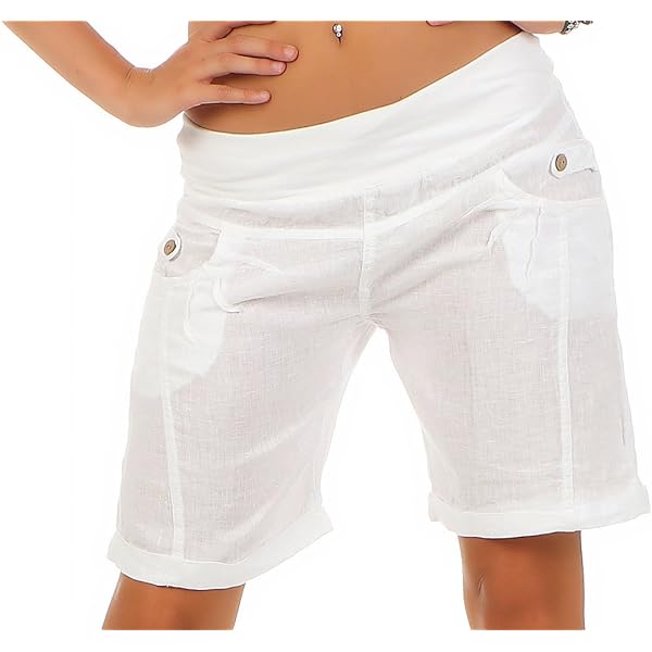 malito dames bermuda uit linnen | nonchalante korte broek | Shorts voor
