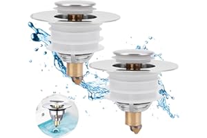 JASFYEE 2 Pièces Bonde De Lavabo, Bouchon Lavabo Salle De Bain Pop Up avec Filtre, Bonde Lavabo en Acier Inoxydable Diamètre Intérieur 32-42mm, Bouchon Lavabo Adapté Aux Baignoires Cuisines Éviers