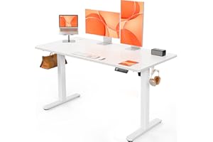 ErGear Scrivania Regolabile in Altezza per Ufficio e Computer 140 x 70 cm, Con Pannello Intelligente a 4 Memorie e Piano Assemblato