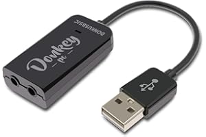 Donkey pc – Tarjeta de Sonido USB 5.1 Adaptador USB a Jack 3.5 mm. Tarjeta de Sonido Externa con Cable y Adaptador de Auriculares y micrófono a USB para pc. Cable de 15cm.