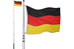 Monzana Mât télescopique alu drapeau Allemagne 630 cm hampe jardin mât de hissage pylône