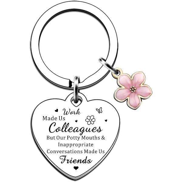 JMIMO Portachiavi Divertente Per Colleghi Di Lavoro, Regalo Per Amiche Del Lavoro, Frasi Simpatiche 'Work Bestie', Acciaio Inossidabile Con Sacchetto In Velluto