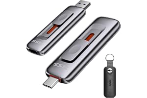 SSK SSD USB-minne hastighet upp till 1 000 MB/s, dubbel USB 3.2 Gen2 extern hårddisk, typ-A + typ-C Push-pull-mekanism 3-stegs bärbar extern SSD för iPhone 15/16/17-serie/Android/PC/Mac