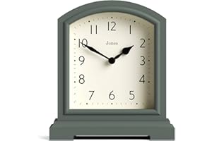 Jones Clocks® Tavern orologio da camino | Design moderno della parte superiore dell'arco | Asparagi verdi | Stile classico contemporaneo per scrivania, tavolo, mensola o comodino