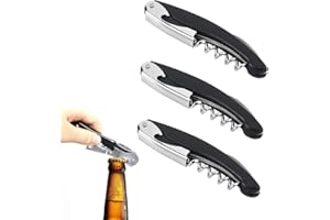 KQNM 3 Piezas Sacacorchos Profesional, sacacorchos para Vino, abrebotellas de Camarero-Negro