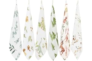 Lebze LifeTree Suave Toallas de Lavabo, Bambú Algodon Toalla Infantil Toalla de Muselina para Bebé, 27 X 27cm Pañuelo para Niños, Pack de 6 Toallas de baño