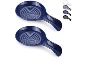 Kyraton Spoon Rest 2 Pack, Plastic Spoon Holder Kitchen Rest, Kitchen Utensil Rack for Spoons, Tongs, Spatulas, Spoon Rack for Hob, Dishwasher Safe