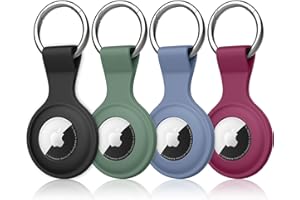 【4 Stück】 Wanme Hülle für Apple AirTag Anhänger mit Schlüsselanhänger, AirTags Silikon Tragbar Keyring Abdeckung, Schutzhülle für Apple AirTag Case Tracker (JPack)